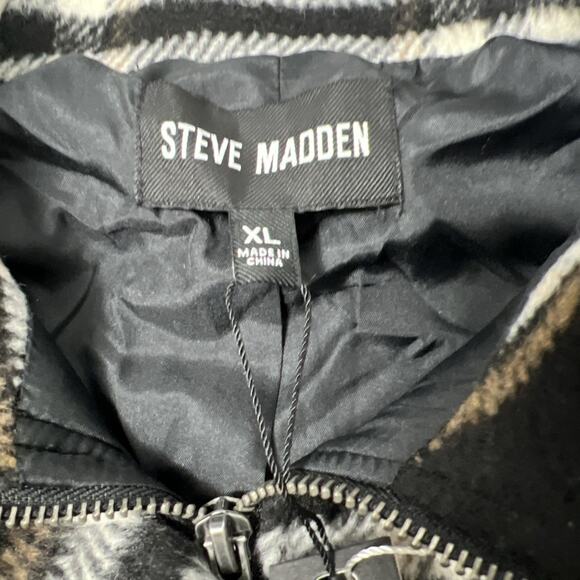 Steve Madden Plaid Times Black Multi Plaid Coat/Shacket Size XL - Picture 8 of 10